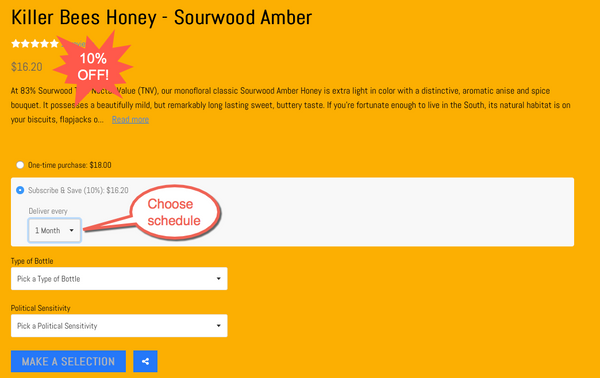 Subscription Service for KillerBeesHoney.com Is Now Active