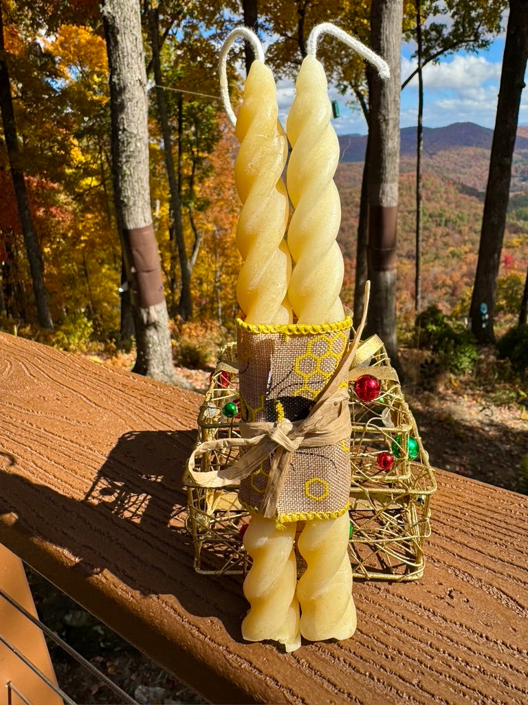 Honey Comb Beeswax Candle X2 Large and Small Beeswax Pillar Candle