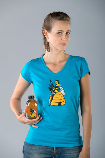 Women's "Naturally Tough" Killer Queen Bee T-Shirt - Turquoise