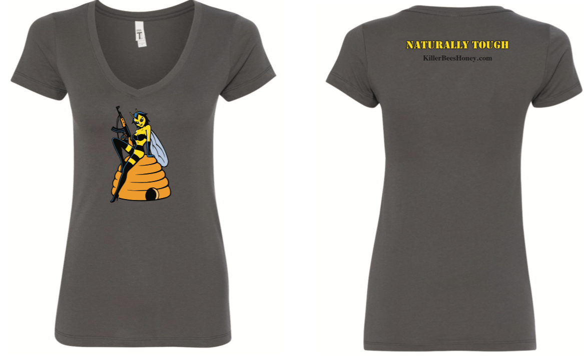 Women's "Naturally Tough" Killer Queen Bee T-Shirt - Dark Grey